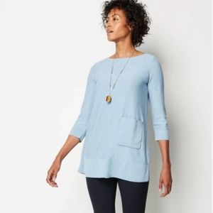 J. Jill single pocket sweater tunic light blue heron size medium